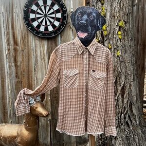 Vintage Lightweight Plaid “Rustler” Pearl Snap Button Down Shirt